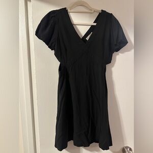 LOFT Black Mini Dress with V-Neck